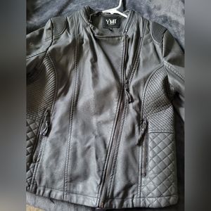 YMI Faux Leather Jacket Grey Womens Large NWT